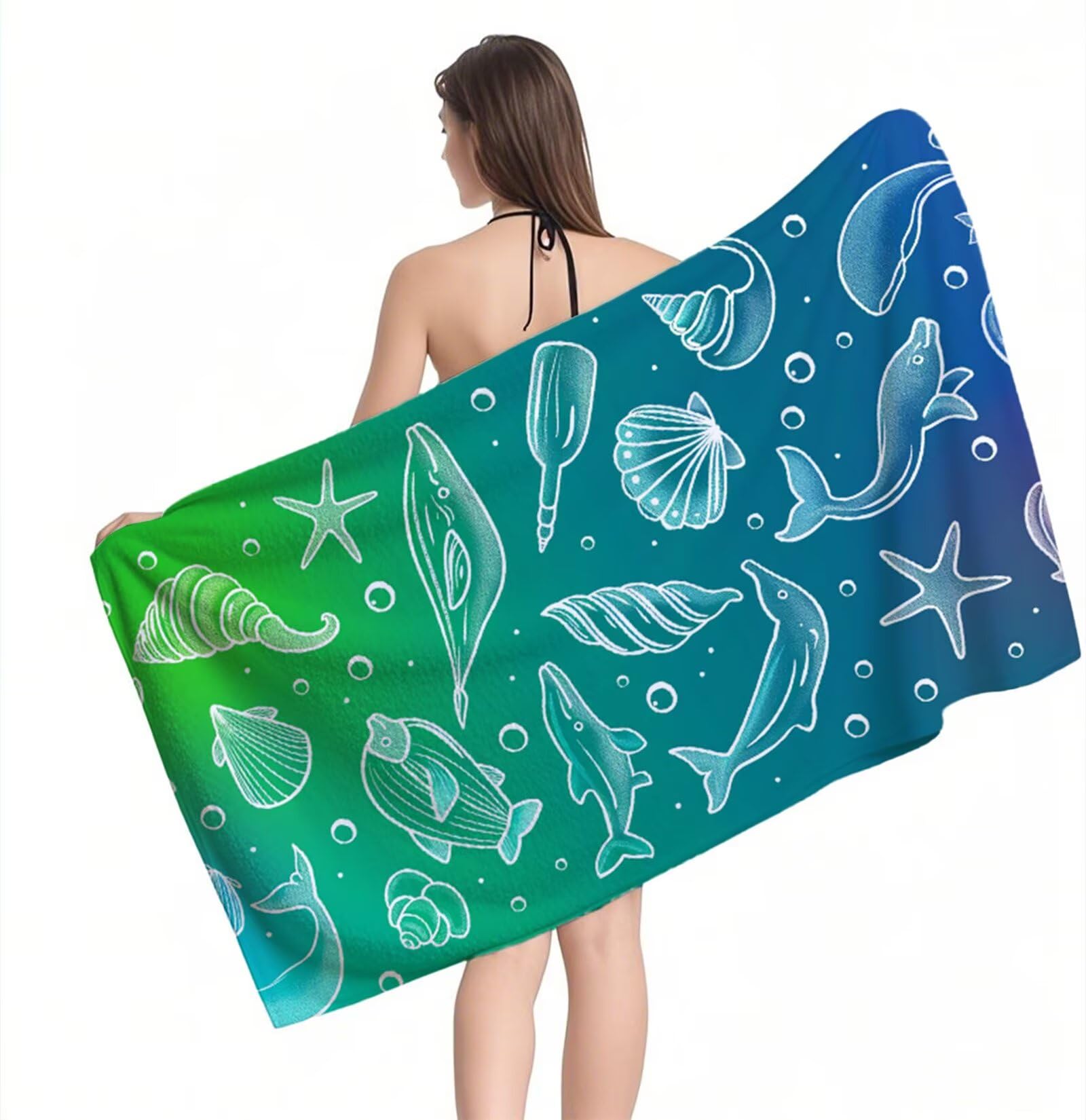 Strandtuch Abstrakte Muscheln Mikrofaser Handtuch Groß 220 x 100 cm, Saunahandtuch Schnell Trocknendes, Sandfreie Stranddecke, Saugfähiges Badetuch, Platzsparende Reisehandtuch, Sauna Zubehör Y1-601