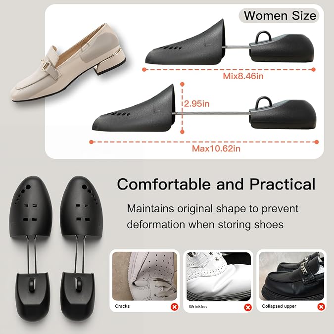 JJDPARTS 2 Pairs Shoe Tree for Sneakers & Shoes Shoe Trees Stretcher Shaper for Men & Women,Black
