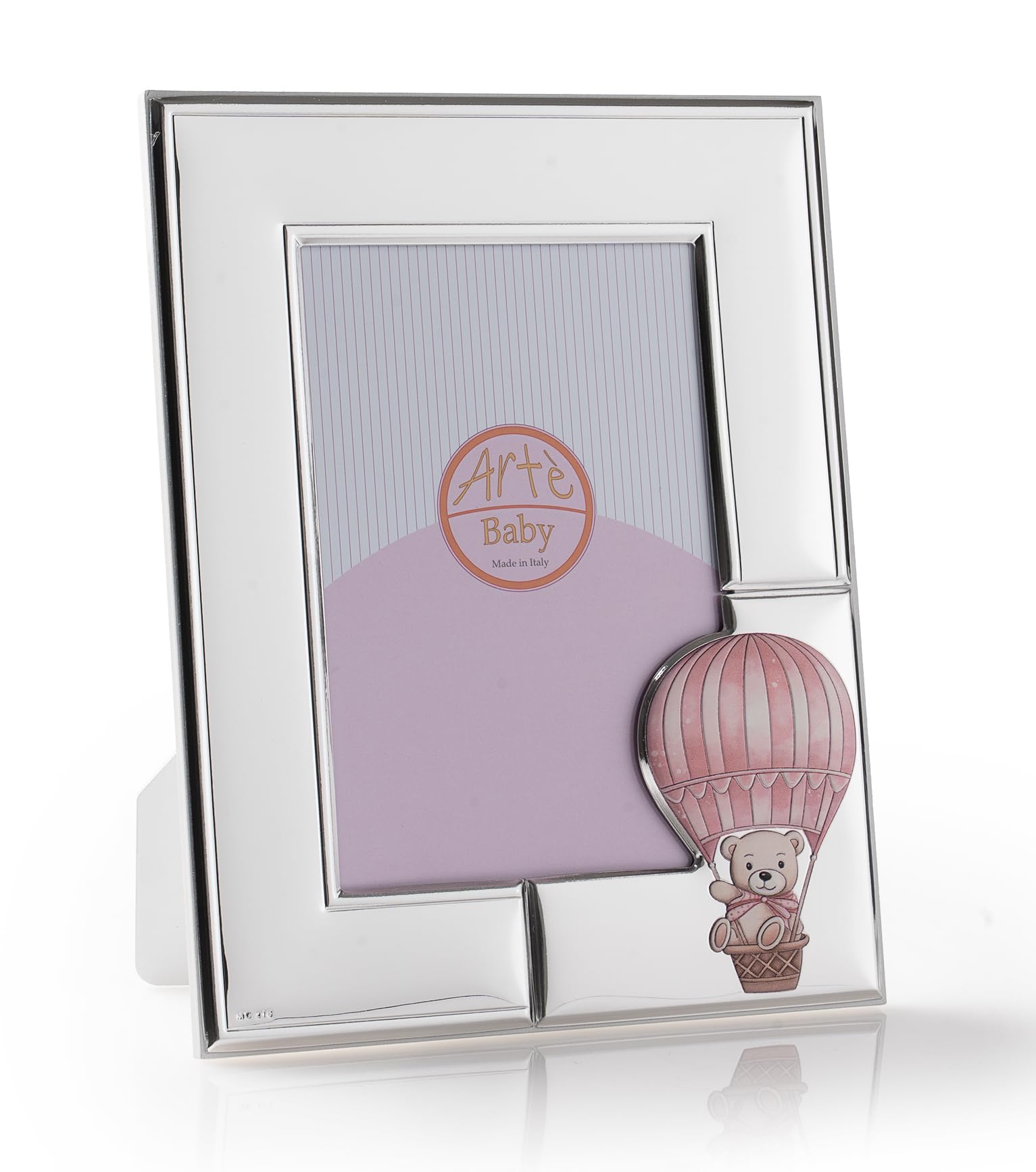 ARTÉ Marco de fotos para niña, 10 x 15 cm, fabricado en Italia, elegante chapado en plata, chapado en plata, antioxidante, precioso marco de plata con parte trasera de madera lacada blanca E274/rosa
