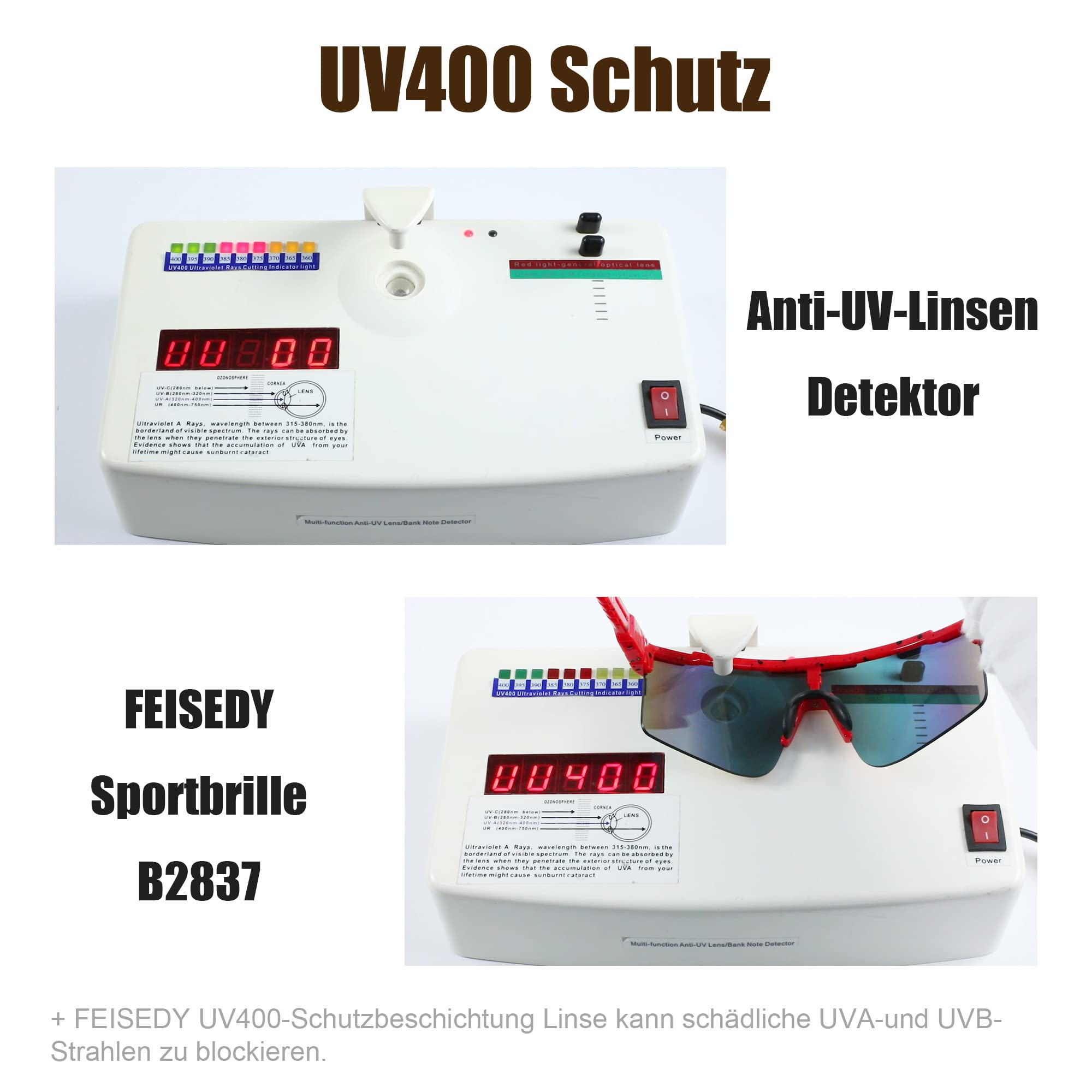 FEISEDY Sport Sonnenbrille Herren Fahrradbrille für Damen Sportbrille UV400 Schutz Radsportbrillen für Outdooraktivitäten B2837