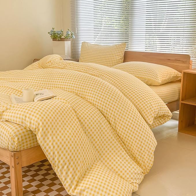 NSNLGSGC Yellow Gingham Duvet Cover Set Twin product photo