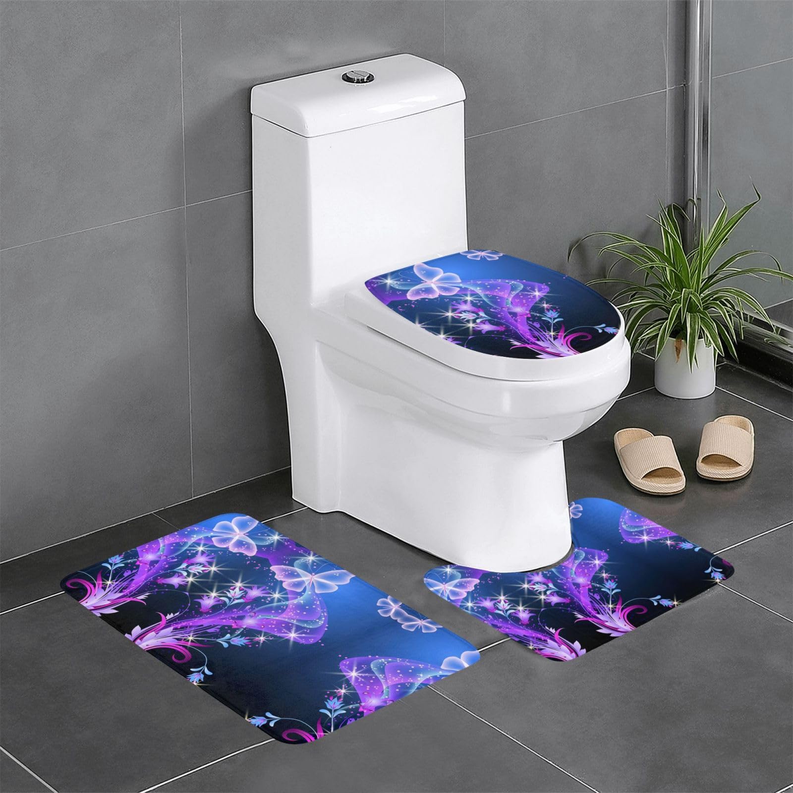Tapis de bain papillon violet de qualité supérieure pour hôtellerie