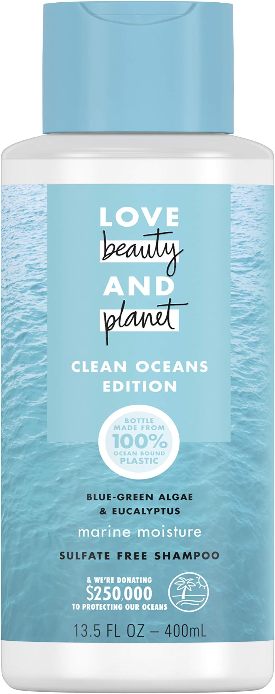 Love Beauty And Planet Marine Moisture Cleansing Shampoo Clean Oceans Edition Blue Green Algae & Eucalyptus Sulfate Free 13.5 oz