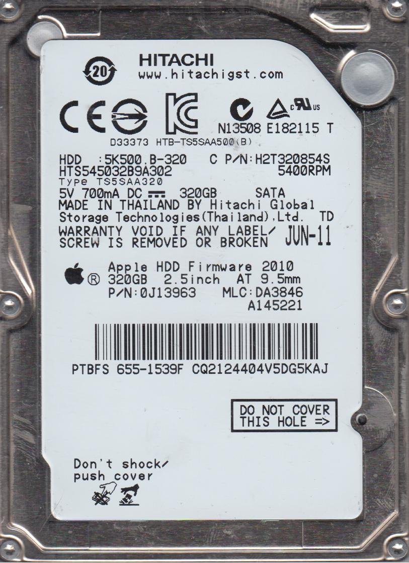 Amazon | hts545032b9 a302、PN 0j13963、MLC da3846、Hitachi 320 GB