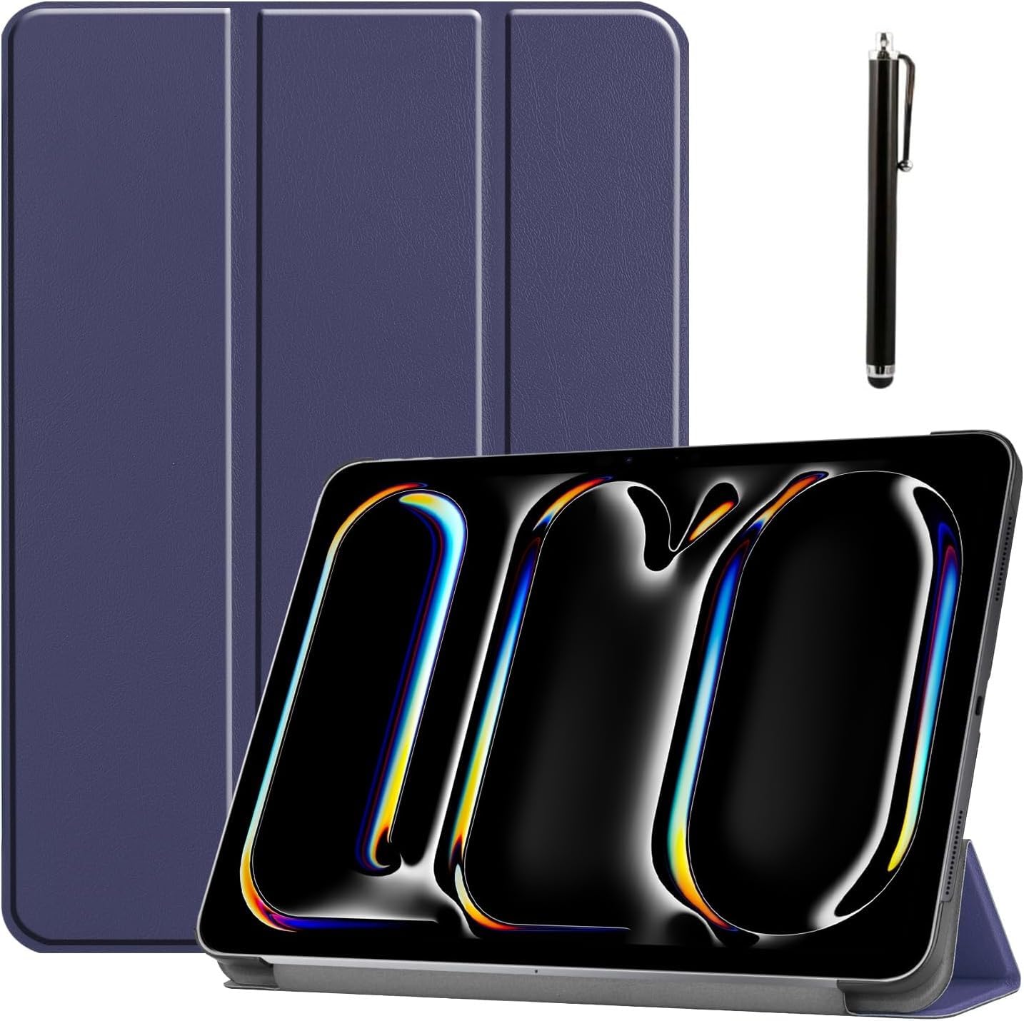 M.G.R.J® Smart Trifold Hard Shell Flip Case Cover for iPad Pro 11 inch Cover M4 (2024, 5th Gen) (Auto Sleep/Wake|Magnetic Closure|Stylus Pen) (Blue)