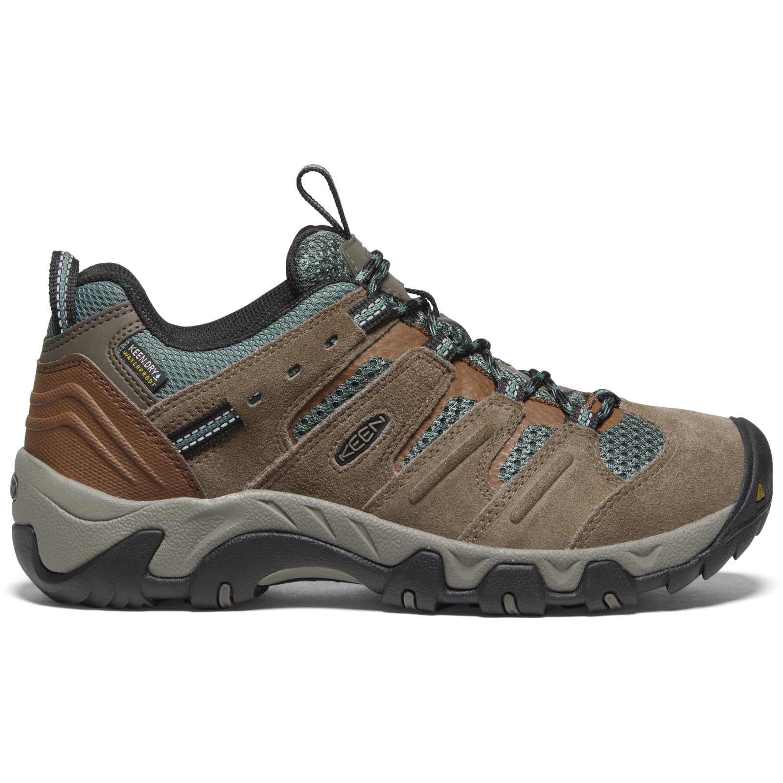 KEEN Women's Headout Low Height Waterproof All Terrain Hiking Shoes, Shitake/Dark Forest, 8