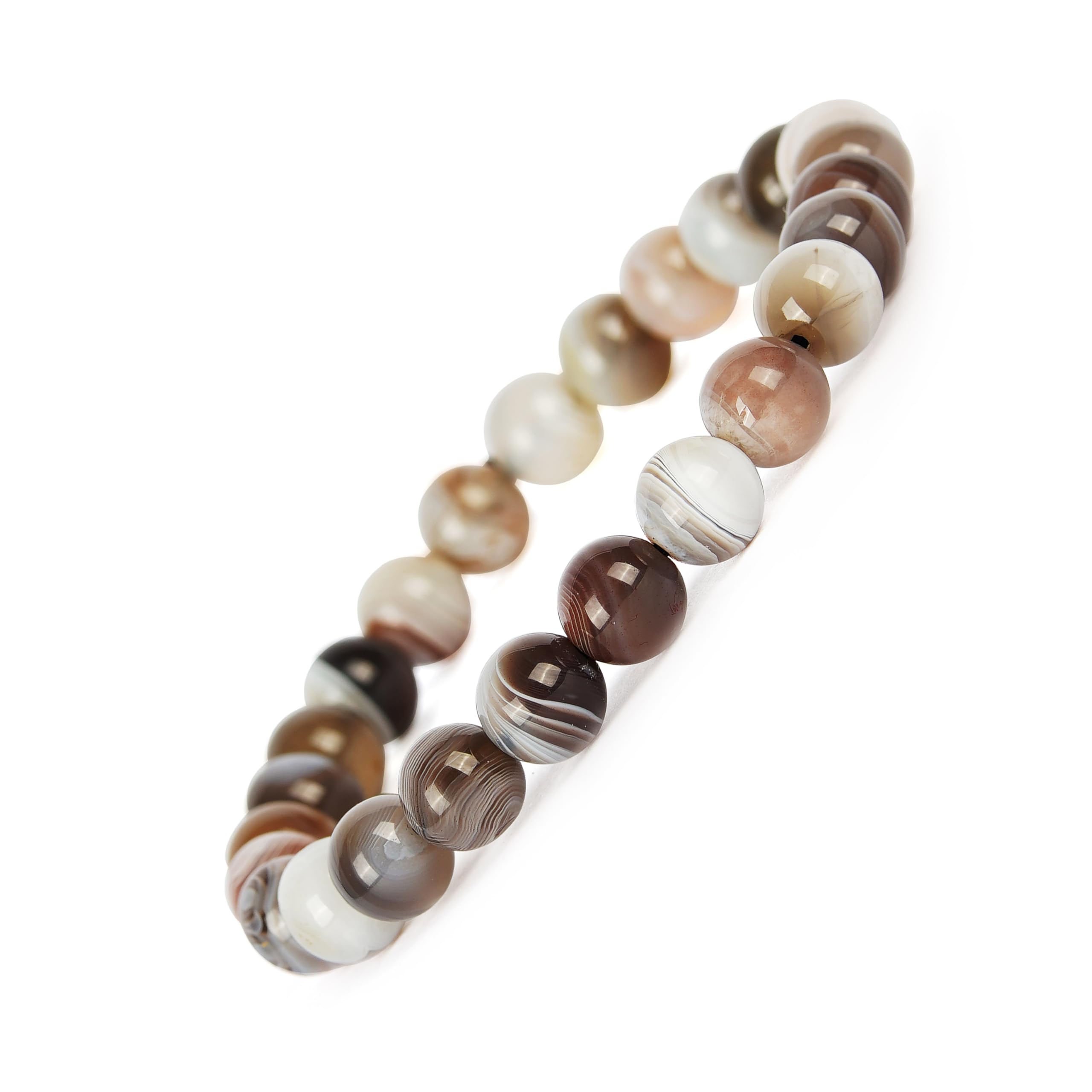 GEMSMANTRA Natural Botswana Agate Bracelet for Men and Women | Lab Certified 8 mm Round Cut Beads | Unisex Healing Stone Bracelet for Balance and Harmony (B0CJ345SM9) Amazon Price History, Amazon Price Tracker