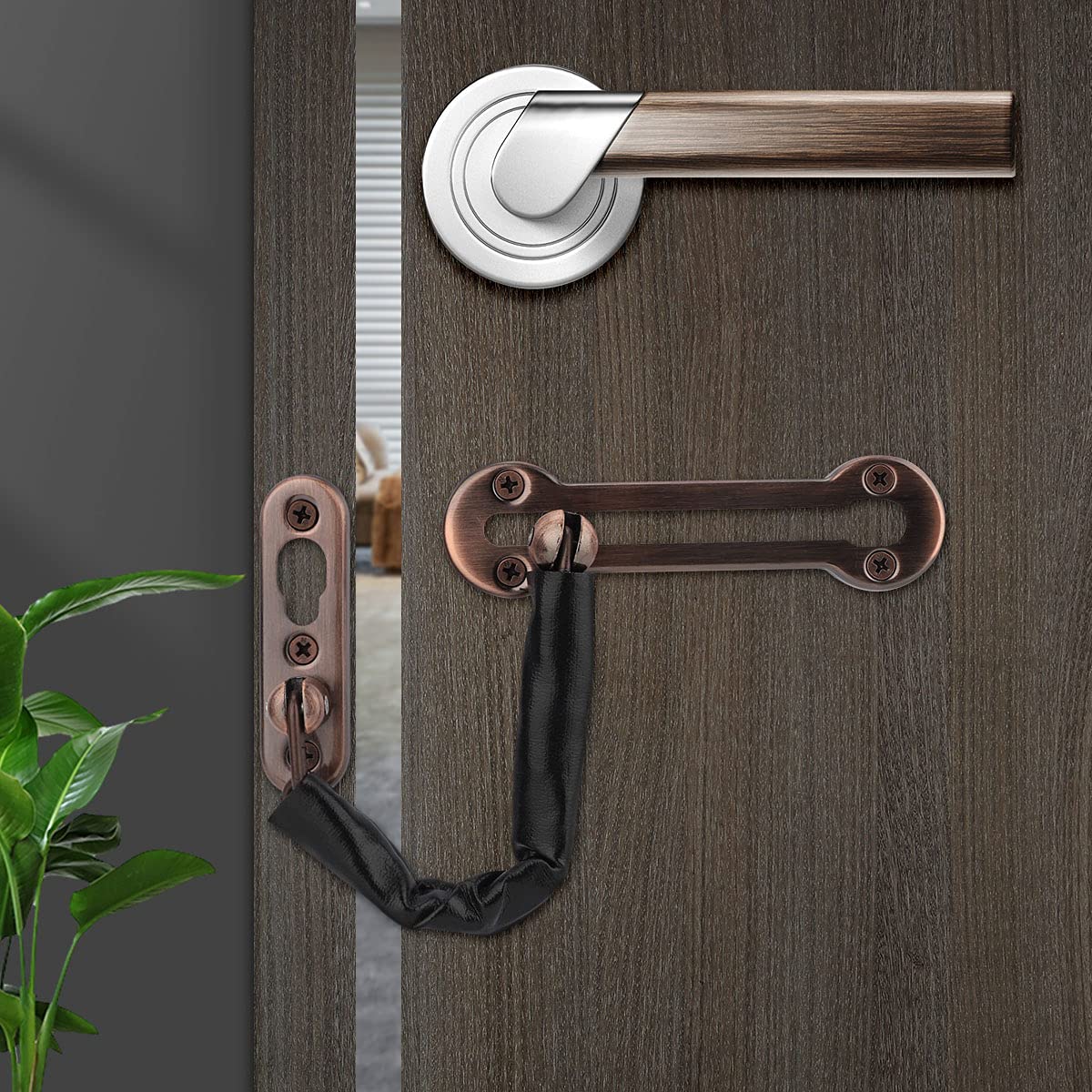 Chiavistello A Catena Per Porte Di Sicurezza - Acciaio Inossidabile Nero, Antifurto - Foto 6