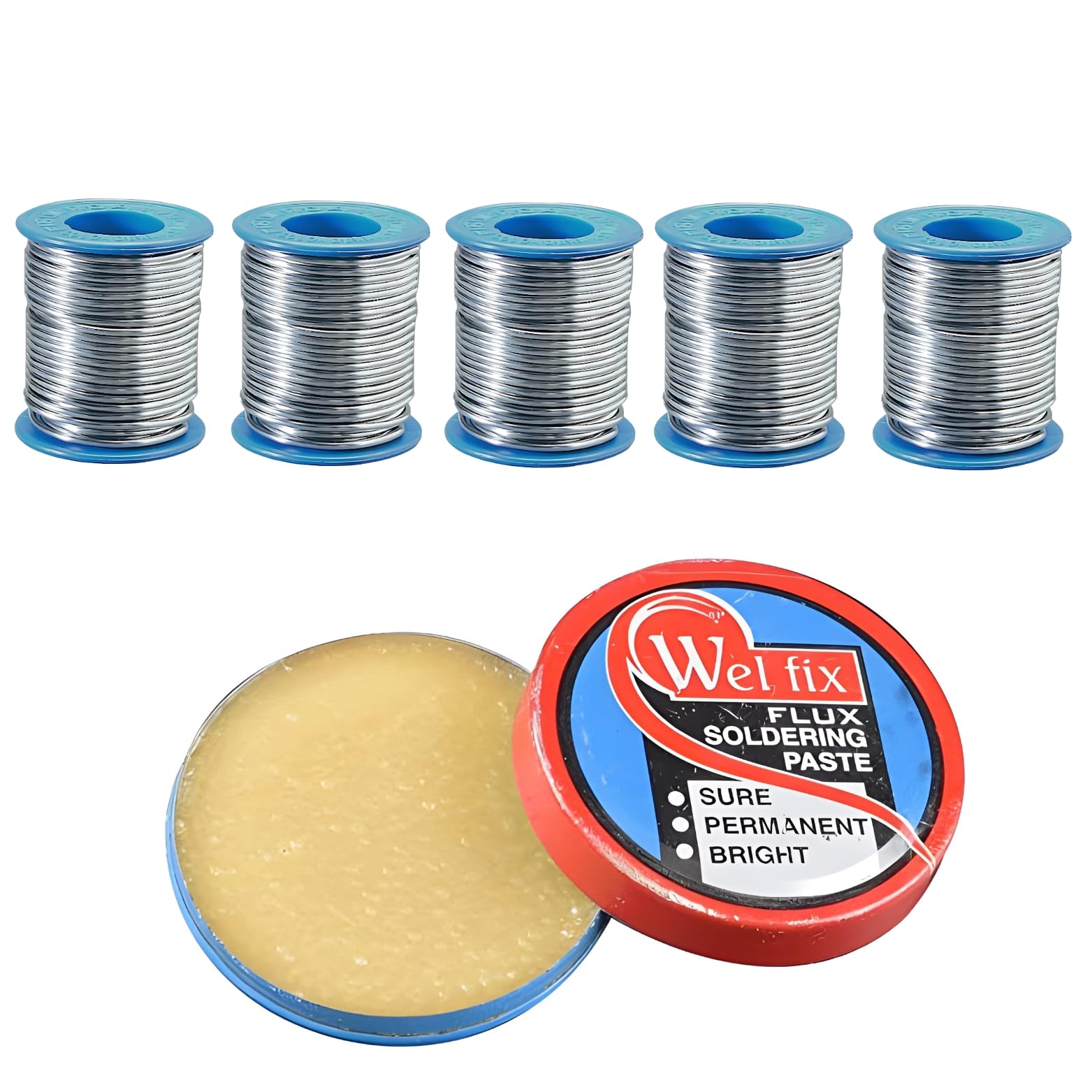 VMTRONIX 60/40 Tin Lead Rosin Core Solder Wire (5 Meter) & Welfix Soldering Paste Flux White Rosin-Rich Solder Paste 15gm (Pack of 6) (B0D7ZB2H93) Amazon Price History, Amazon Price Tracker