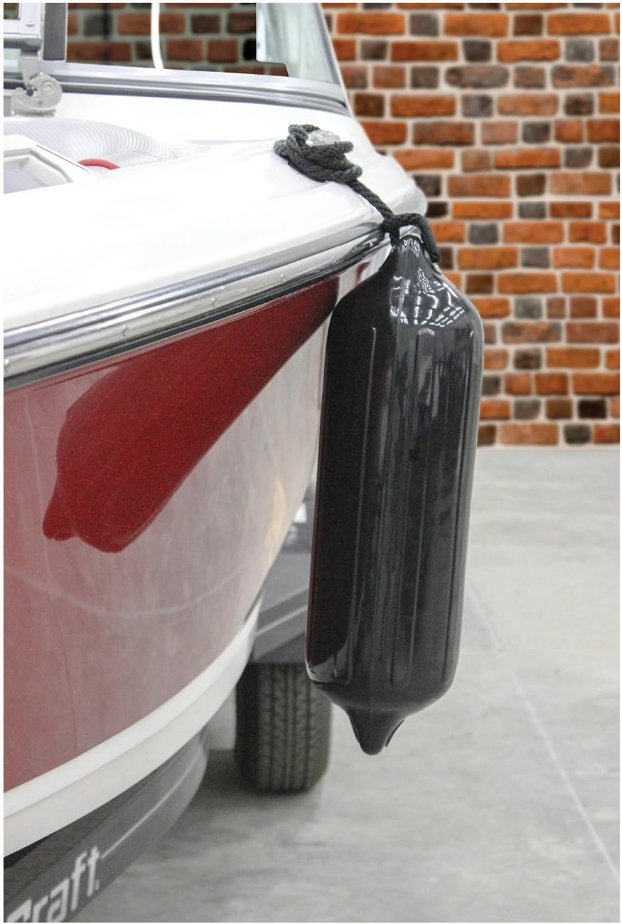 Mad Dog Products Boat Fenders Two Pack with Fender Lines | 6 Inch x 23 Inch |Black