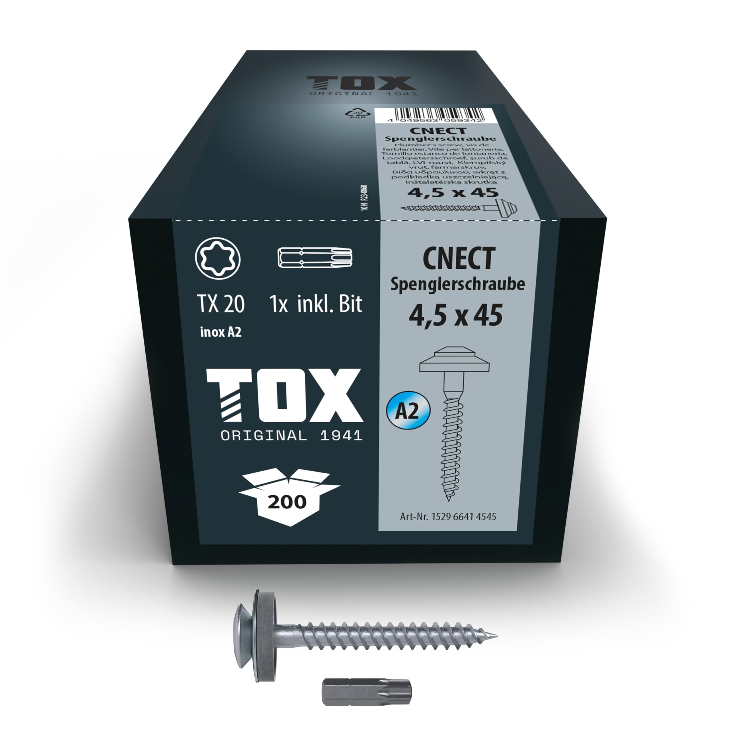 TOX Spenglerschrauben CNECT 4,5 x 45 mm, 200 Stk.