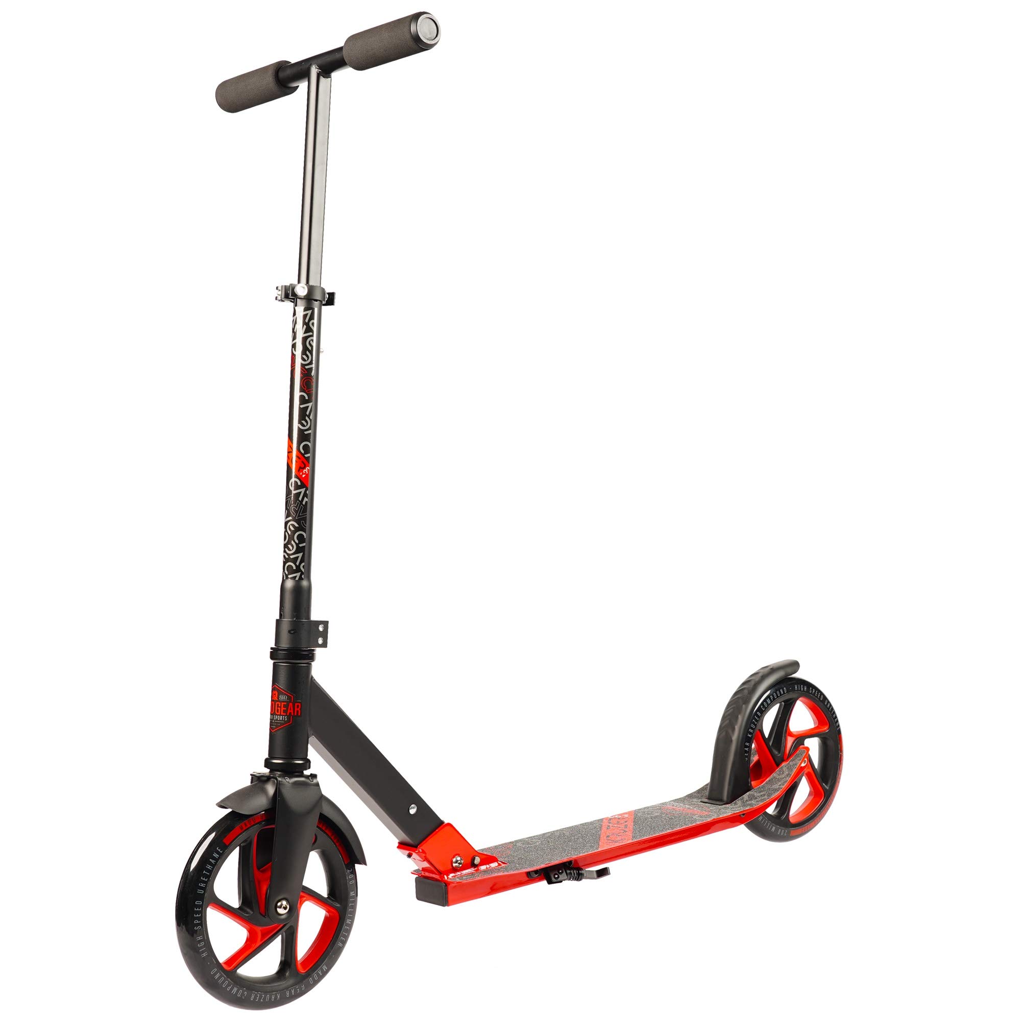 Madd Gear Carve Kruzer 200 Folding Kick Cruiser Commuter Scooter for Riders Aged 8 Years and Up (Black/Red)