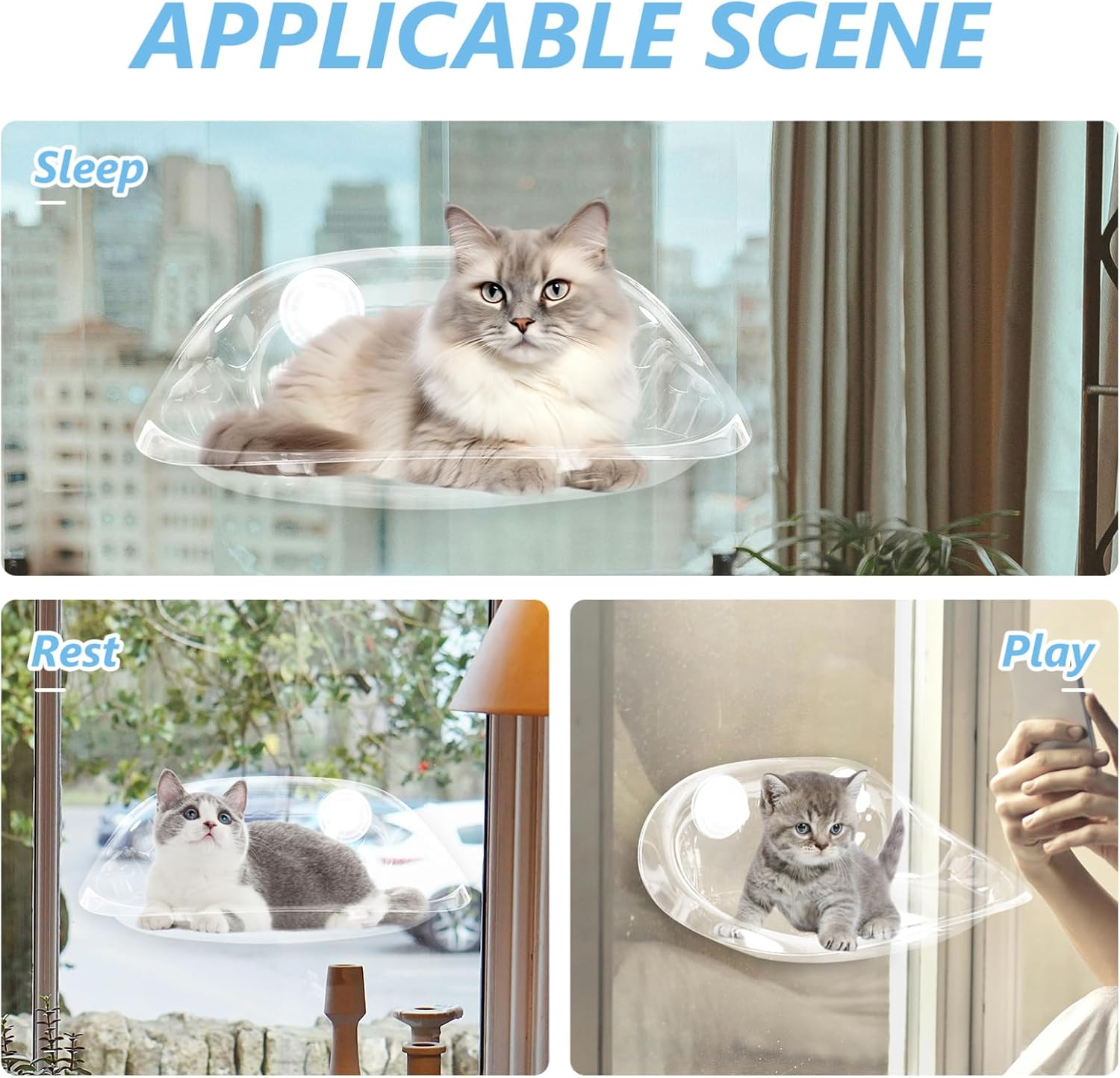 Generic Window-Mounted Cat Hammock Cups Space-Saving Hanging Bed for Cats Cozy and Breathable for Sleeping Smooth and Reusable Design