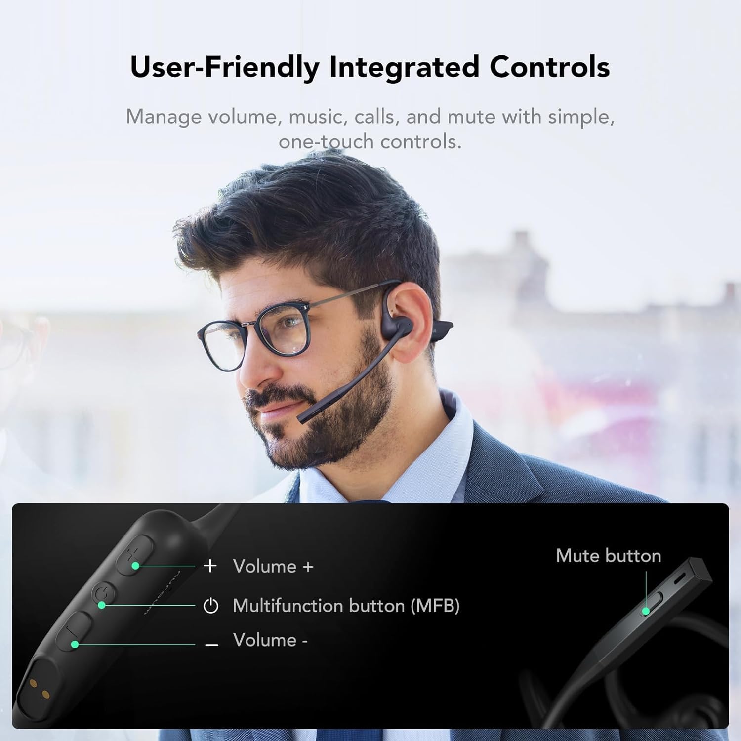 Cuffie OpenEar Bluetooth Nuroum Pro2 - Microfono Cancellazione Rumore, 15 Ore Batteria | Per Ufficio E Chiamate - Foto 12