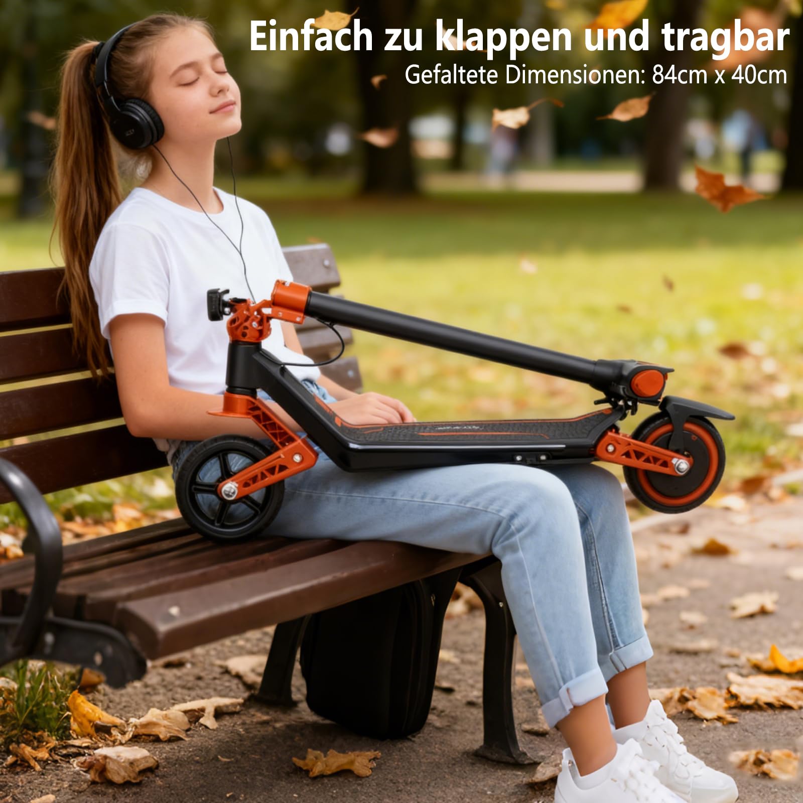 E Scooter Elektroroller für Kinder, Elektroscooter Doppelte Federung mit Bunte Regenbogenlichter und LED-Anzeige, 12 km Reichweite, Geschenke Für Jungen und Mädchen ab 6 Jahren