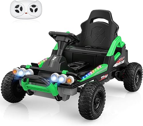 Miniatura 7 de ANPABO Juguete de paseo de 24 V para niños grandes neumáticos EVA, luces arcoíris, máximo 5 mph, marco de metal, control remoto, automóvil eléctrico