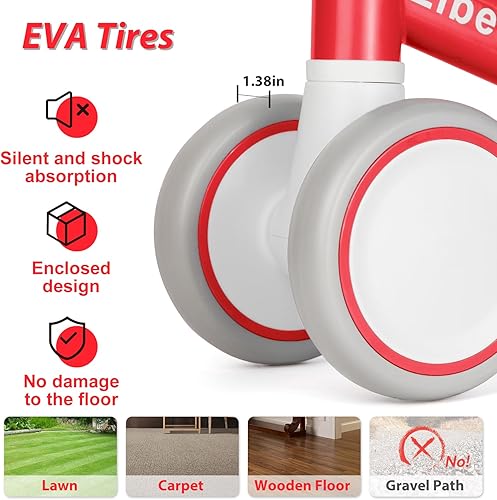 Miniatura 4 de Liberry Bicicleta de equilibrio para bebés para niñas de 1 año, bicicleta de equilibrio de 4 ruedas con asiento ajustable, regalo de primer