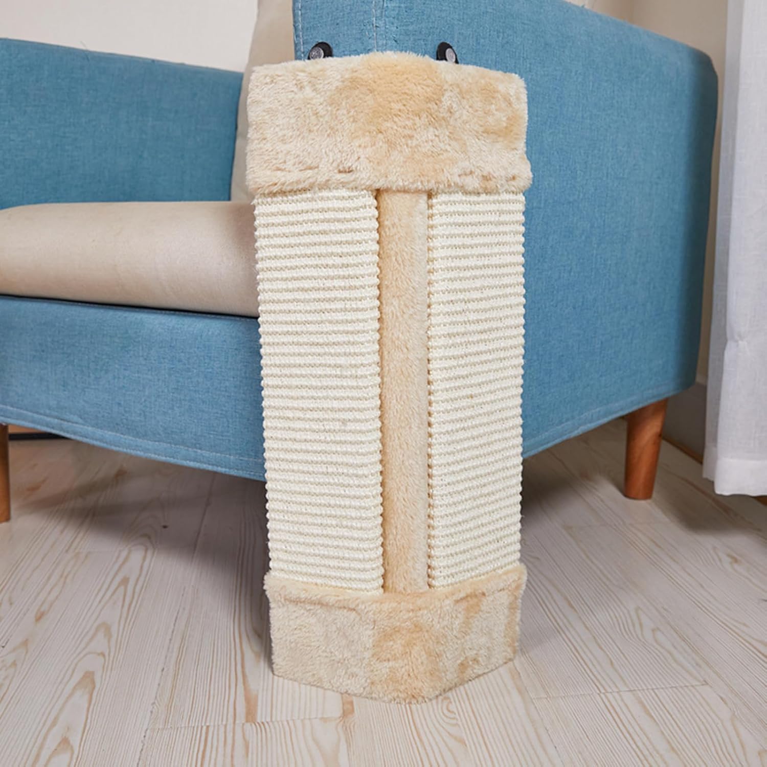 Cat Scratcher 3 Pack,Corner Cat Scratching Post, Wall Mounted Scratch Pads for Furniture Protector Sisal Scratching Boards for Wall and Couch Corners with Non-Slip Sticker, Beige