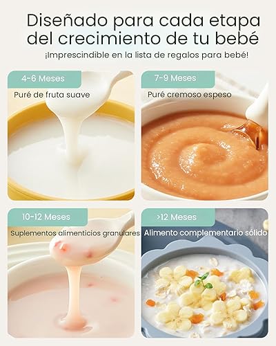 Miniatura 8 de GROWNSY - Licuadora para comida de bebé con canasta de vapor, procesador de alimentos de 1 paso, cocción automática, licúatrituramueleesteriliza