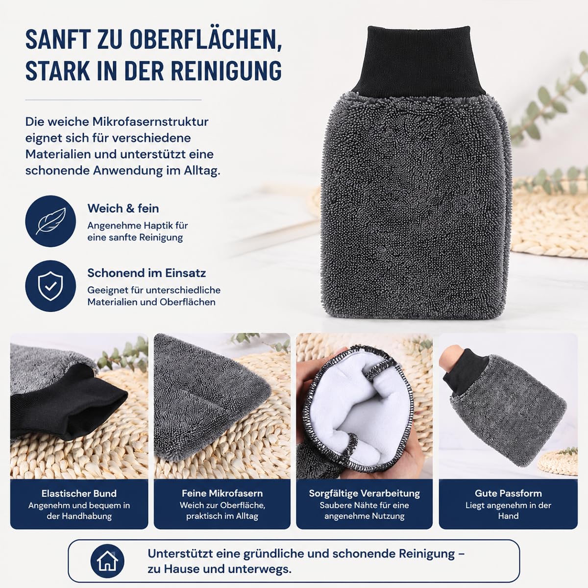 DZ'HUE Ultra Wipes Dry Gloves Absorbent Microfibre, Waschhandschuh, Händehandtuch, Mikrofaser, Multifunktions Reinigungstuch, Sanfte Reinigung, für Fensterputzen, Auto & Haushalt (6 Stück)