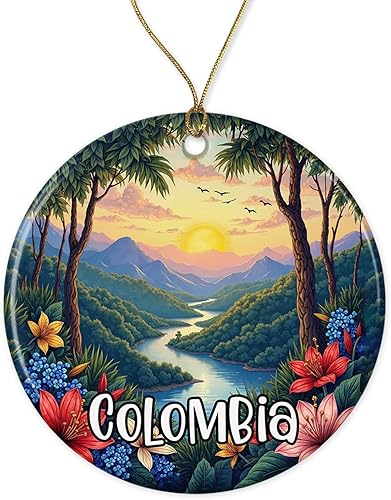 Adorno de Navidad Colombia, adorno Colombia, viajes de vacaciones, decoración navideña, amante de los viajes, colgante de árbol de Navidad impreso