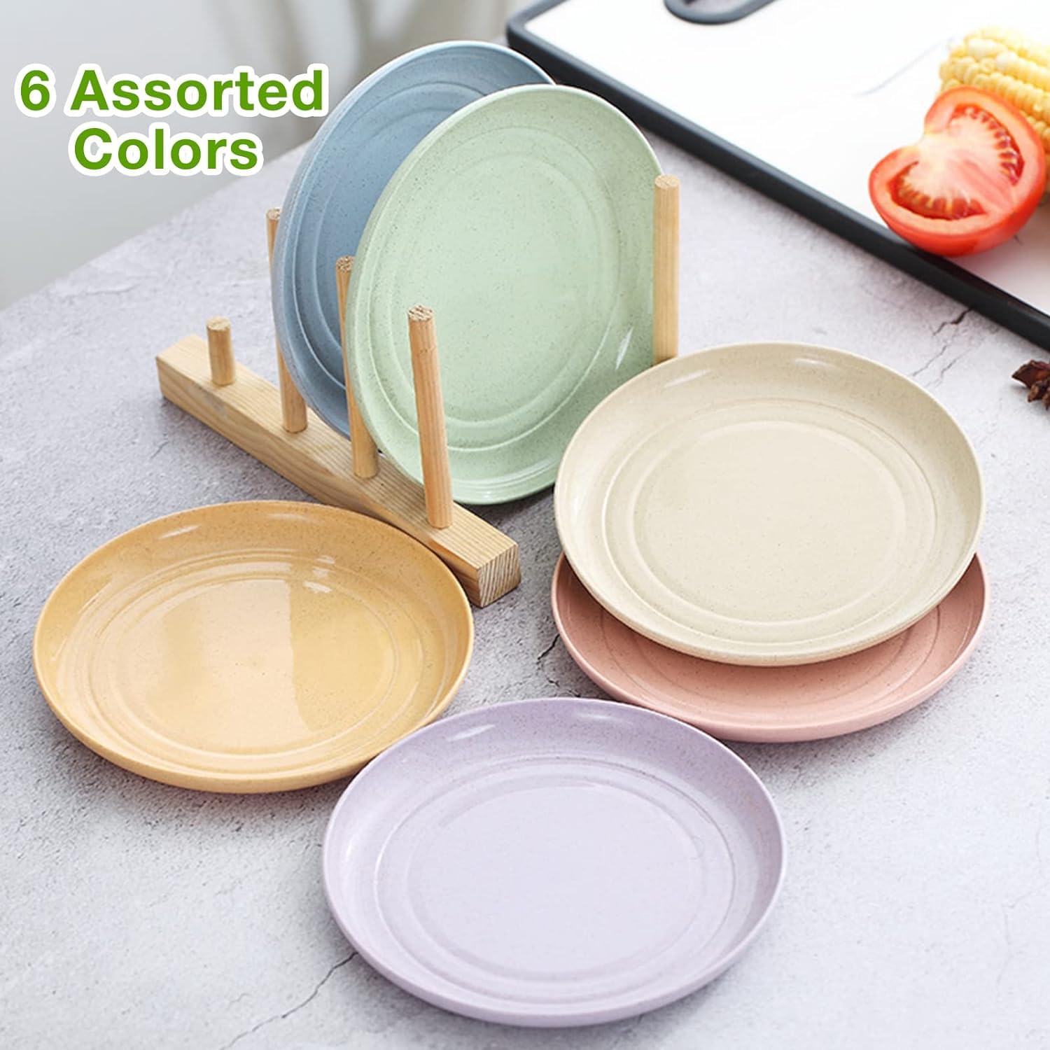 6 Pezzi 23cm Piatti da Pranzo in Plastica, Piatti da Picnic, Piatti da Campeggio, Piatti Riutilizzabili Infrangibili per Insalata, Pasta, Feste, Casa, Microonde e Lavabili in Lavastoviglie