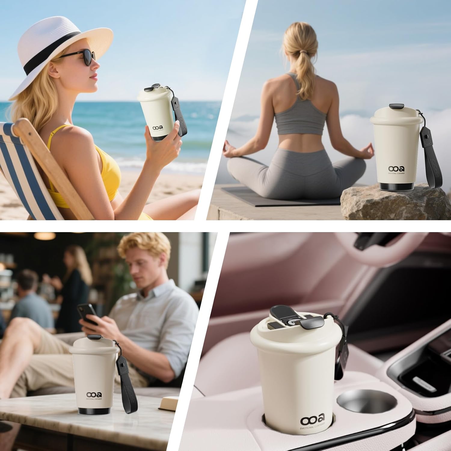 OOA Insulated Travel Coffee Mug,Flat-White 6H Insulation Coffee Cup with Lid and Straw,13Oz Stainless Steel Leakproof & Spill-Proof Tumbler for Hot and Cold Water - Image 3