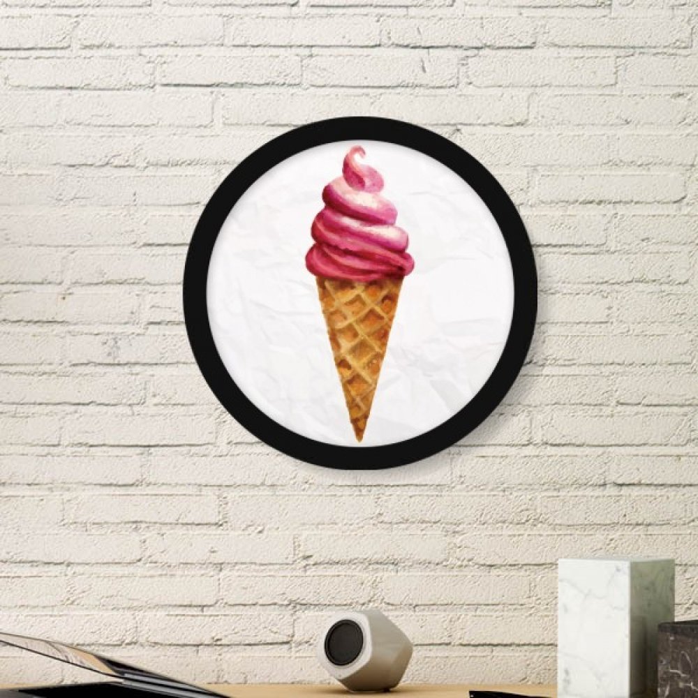 Aquarelle douce rouge sur cadre photo rond bois noir décor artistique premium