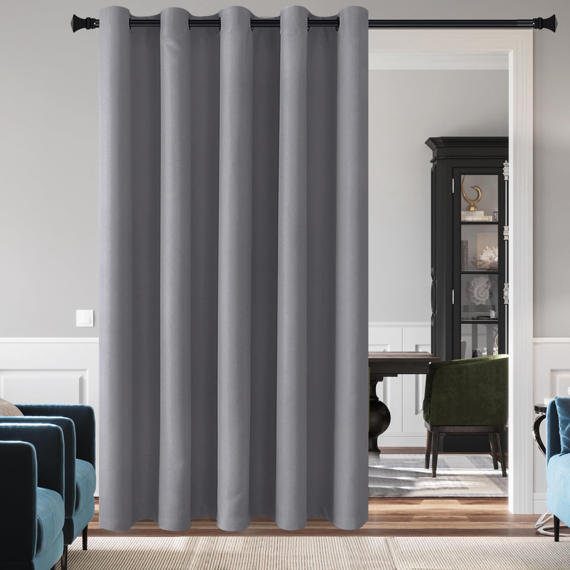 DWCN Grey Blackout Curtain for Bedroom โ Heat Insulated, Energy Saving, with Eyelets, Blackout Curtain for Terrace Door, Room Divider, Long Curtain, 60 x 84 inches, Pack of 1 โ image 1