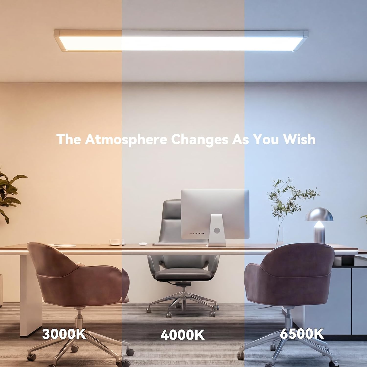 AIKVSXER 18 Pack 1x4 FT LED Flat Panel Light Surface Mount, with Wireless Switch & App Control, Night Mode, 50W 5500LM, 3000K/4000K/6500K, Ultra-Thin LED Light for Office Home,120-277V - White