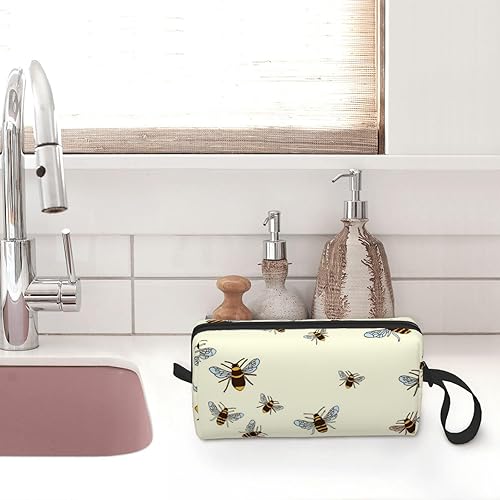 Miniatura 7 de Bolsa de maquillaje de viaje, Neceser portátil, Bolsa de cosméticos de viaje de abeja de miel de gran capacidad, Bolsa de almacenamiento