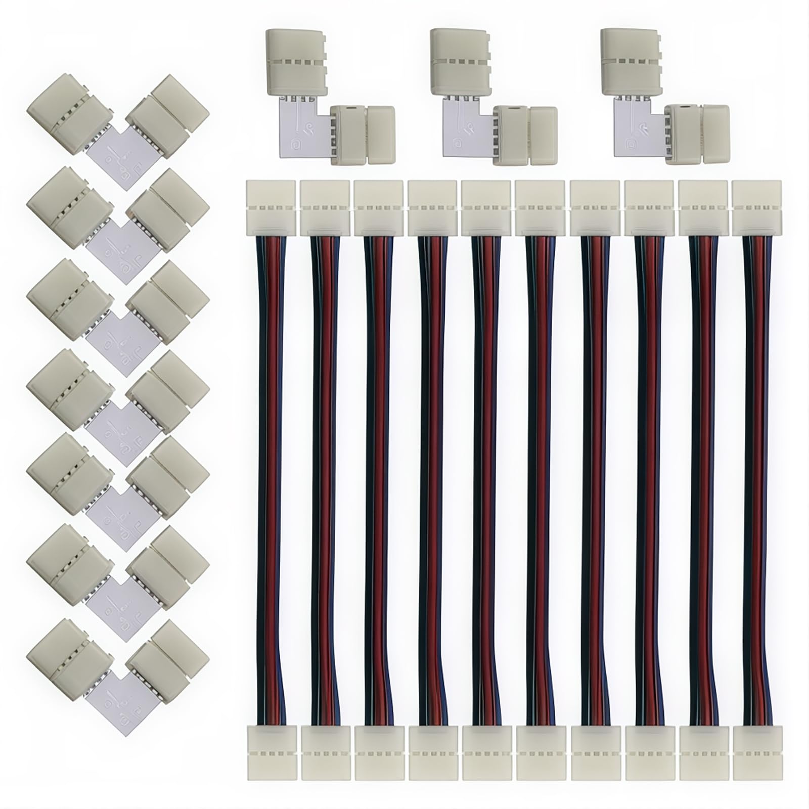 CESFONJER strip 4pin 10mm Wide Connector Solderless Right Angle Corner 4 Pin L Shape 20pcs in Total for RGB 5050 LED strip