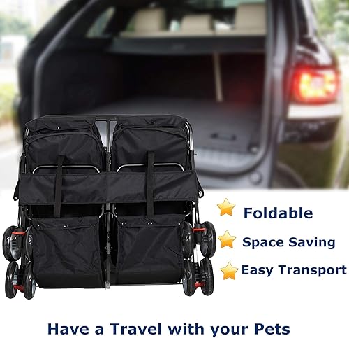 Miniatura 3 de Cochecito de mascota plegable doble perro gato carro de viaje, varios colores