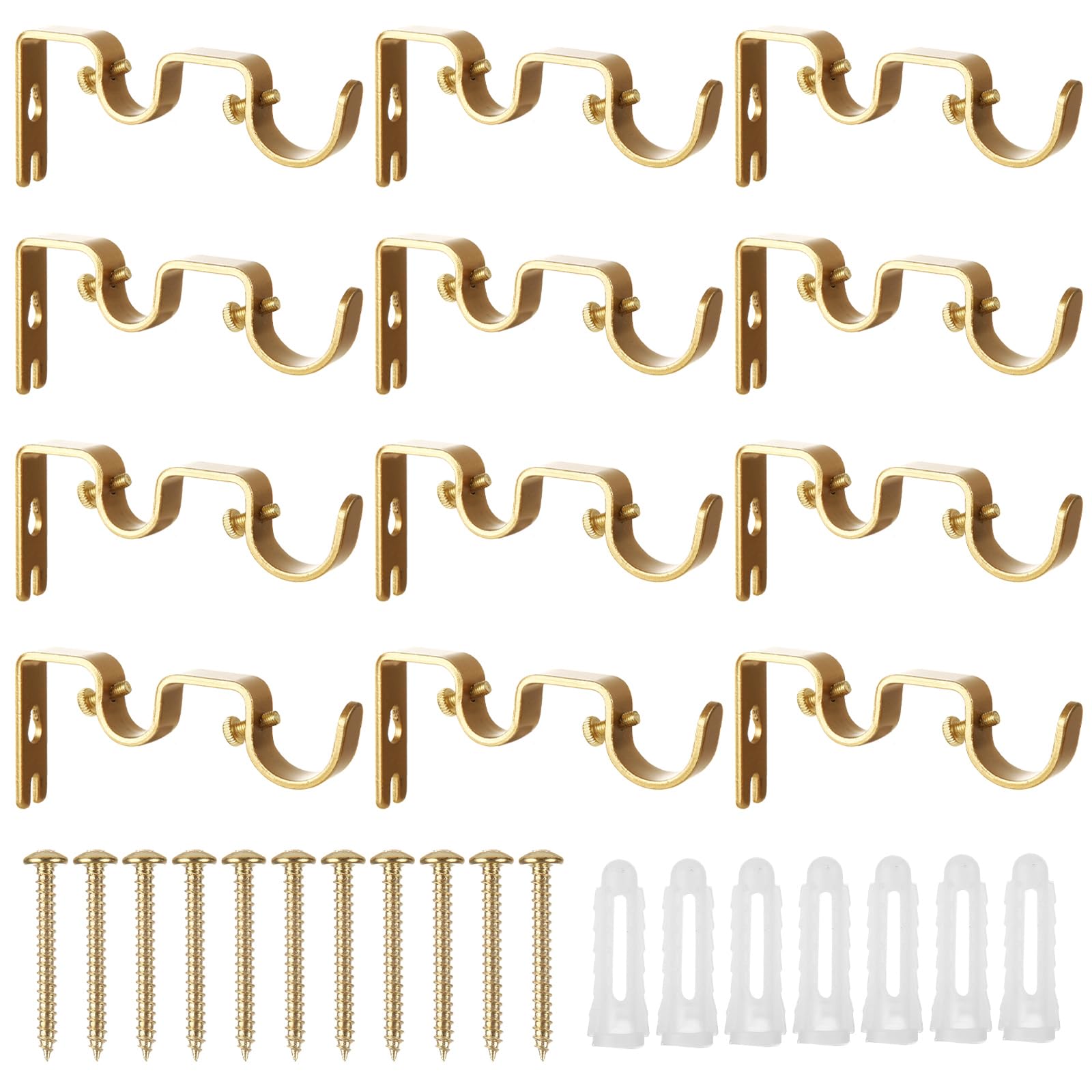 Double Curtain Rod Brackets - 12 Pack, Adjustable Wall Mount -9 Double Curtain Rod Brackets - 12 Pack, Adjustable Wall Mount -9