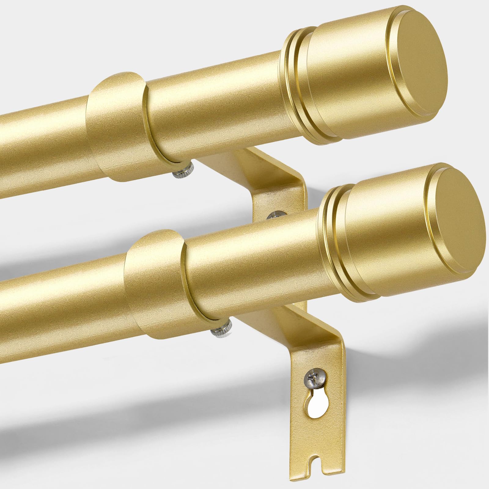 2 Pack Gold Extendable Curtain Poles 80-148 cm, 25 mm Metal Curtain Pole