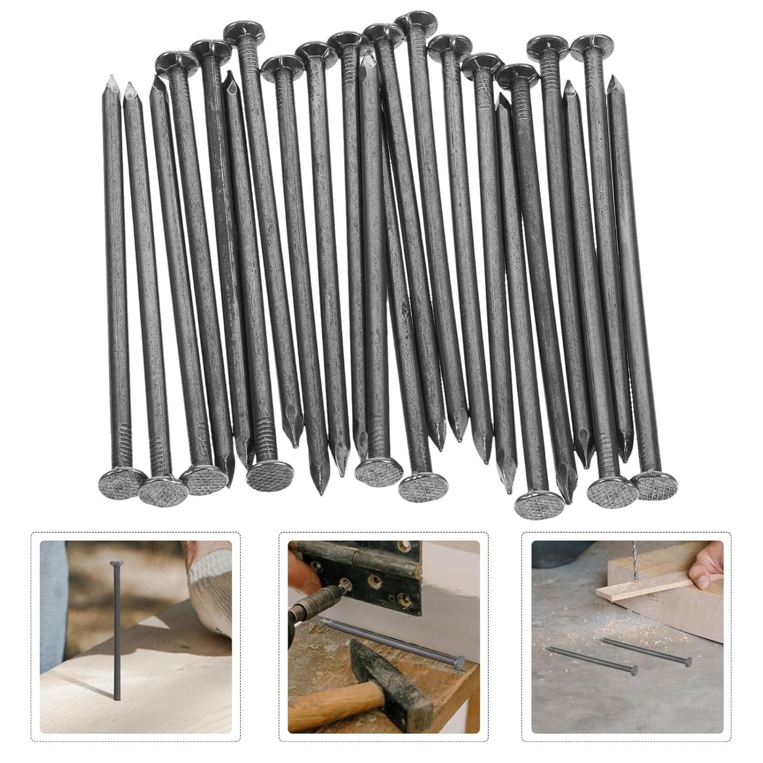OUNONA 500g Heavy Duty Iron Nails for Woodworking Nails for Carpentry and Projects and Versatile Wall Fasteners Per Pack