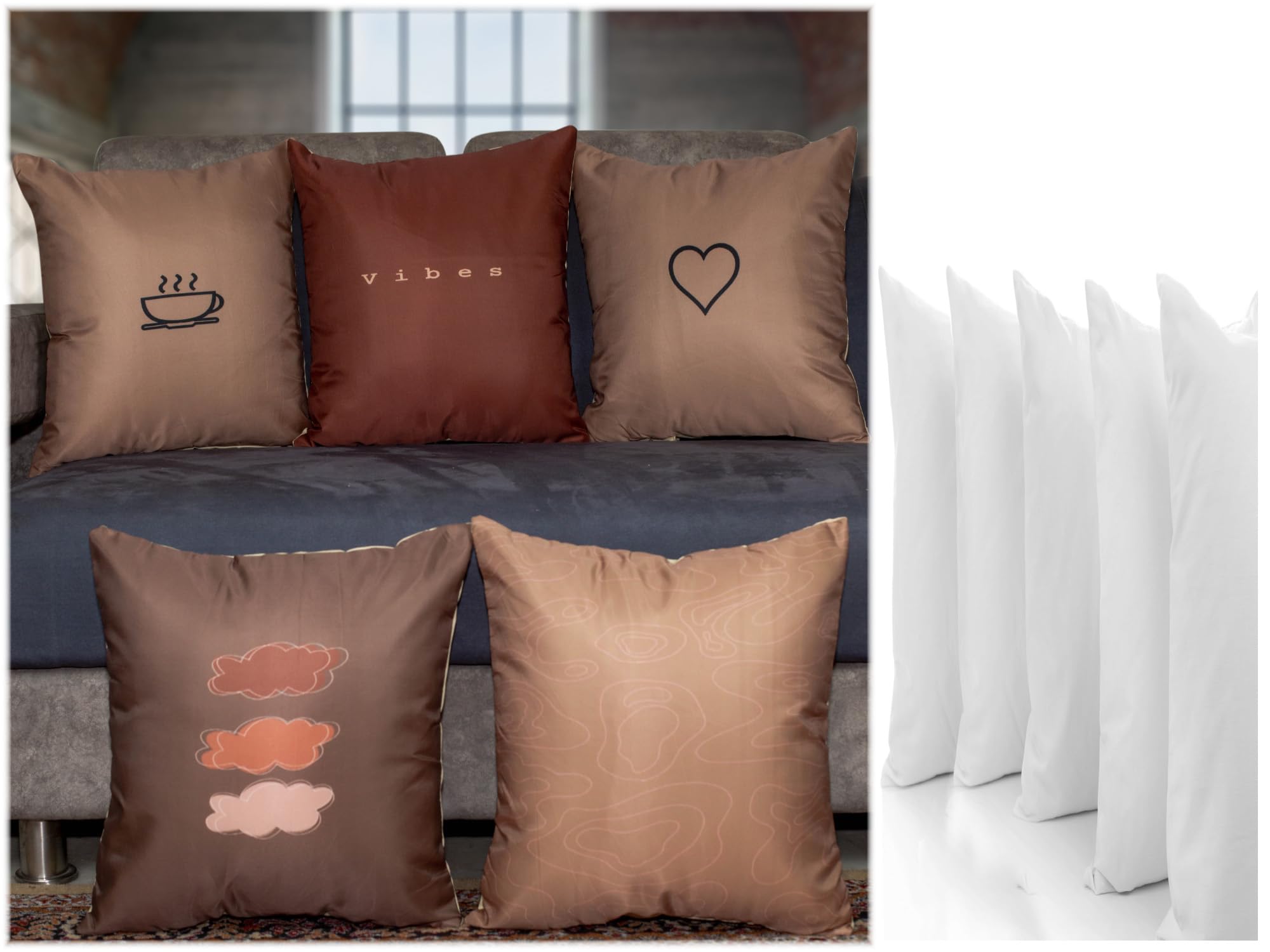 Amazon Brand - Umi Satin 250TC Cushion Pillow Covers, Multicolor, Set of 5 Cushion Covers (16X16 Inches with Fillers, Mocha) (B0BC6M6BCH) Amazon Price History, Amazon Price Tracker