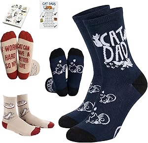 Funny Socks for Men Cat Dad Socks Novelty Fun Cat Socks Birthday Crazy Gifts for Cat Lovers,Boyfriend Crew Cotton Sock for Adult