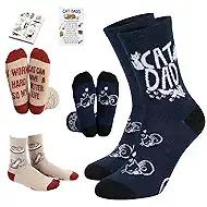 Funny Socks for Men Cat Dad Socks Novelty Fun Cat Socks Birthday Crazy Gifts for Cat Lovers,Boyfriend Crew Cotton Sock for Adult