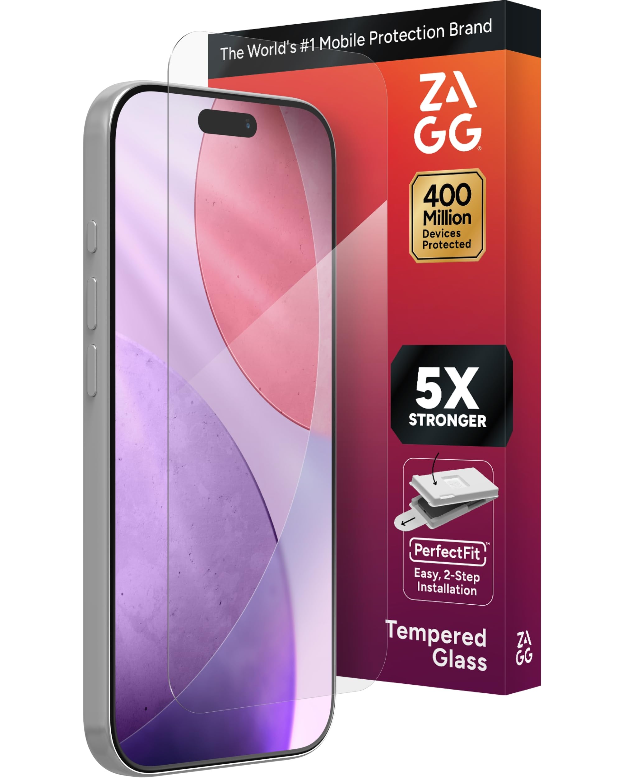 ZAGG Glass Elite Screen Protector for iPhone 17 Pro - 5X Stronger Tempered Glass, ClearPrint Technology for Smudge Free Clarity, Smooth Feel, Full