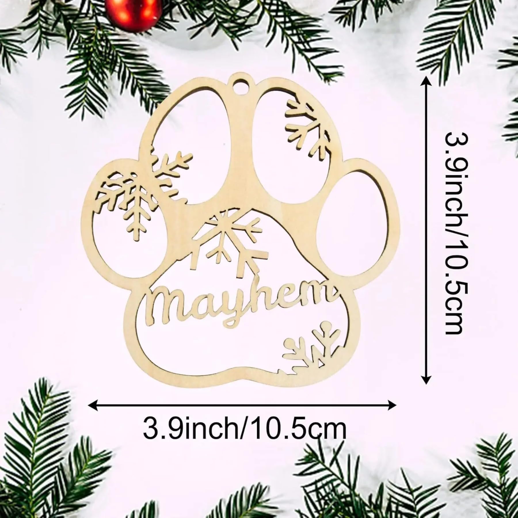 Adorno personalizado con nombre de mascota con diferentes nombres para colgar en el árbol, adorno personalizado de madera para decoración de Navidad, regalo de madera 2024 (20 unidades)