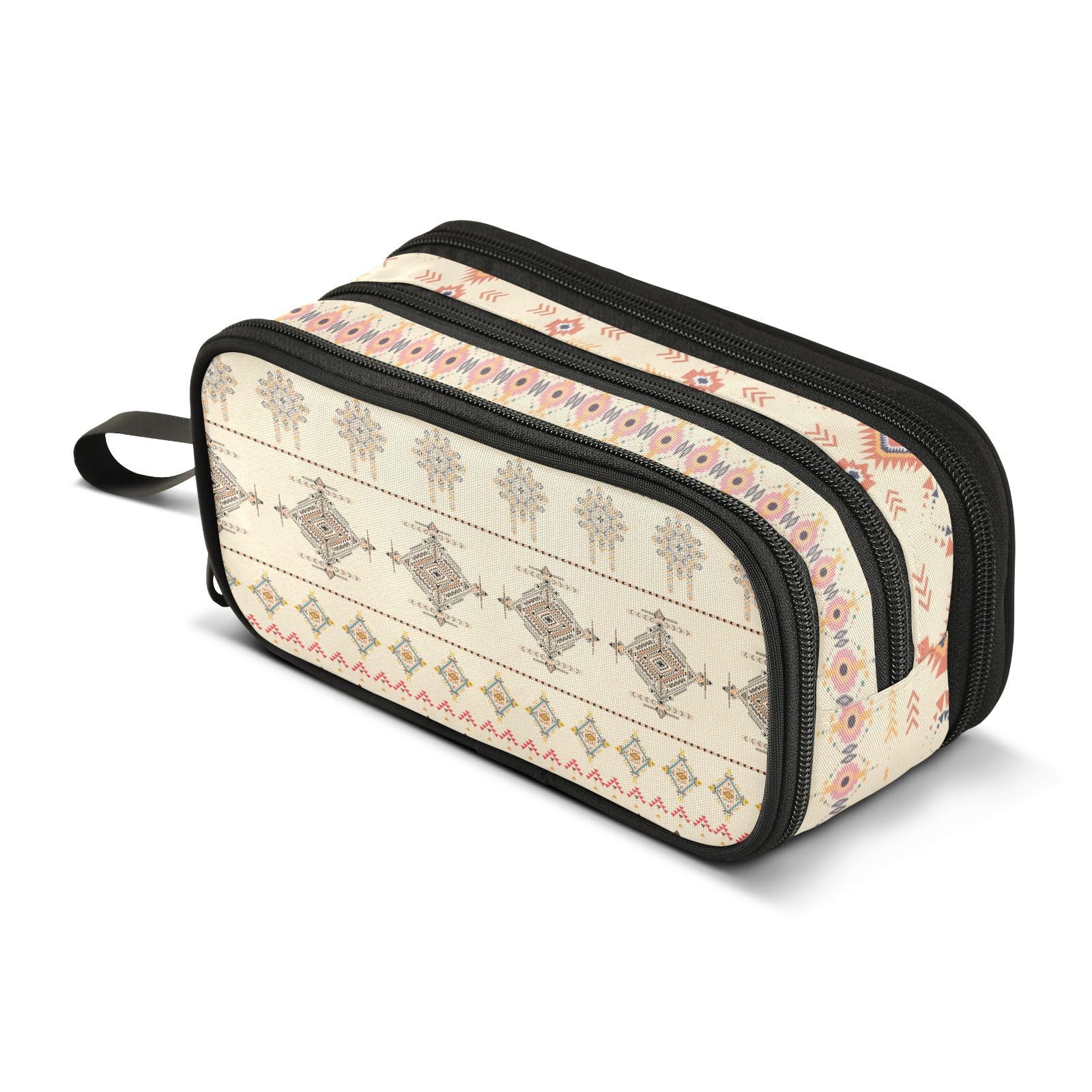 ZAZYXTJ Western Aztec Pencil Case Large Capacity Pencil Pouch | 3 Compartment Storage Canvas Makeup Bag for School Office Teen Girl Boy Men Women