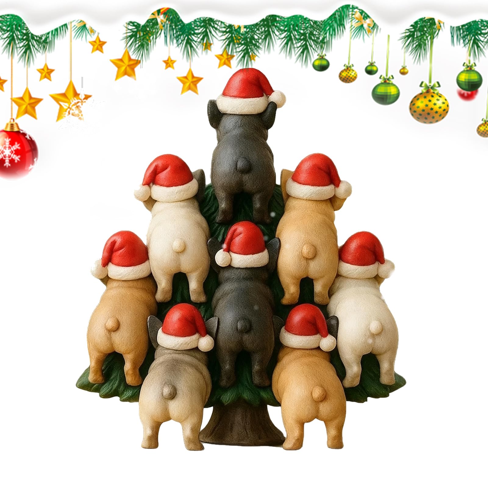 Décoration de sapin de Noël bouledogue en acrylique 2D pour fenêtre