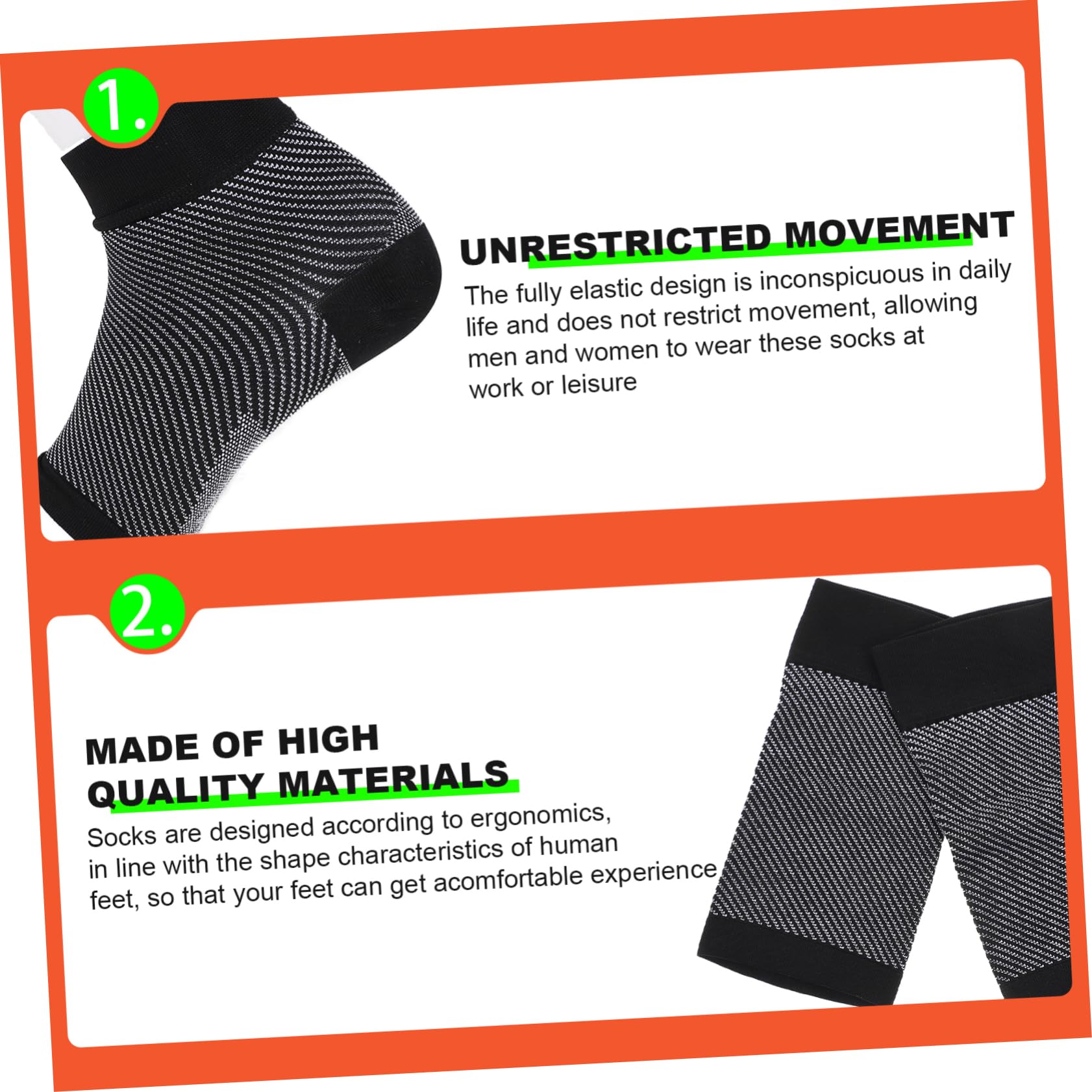 GOOHOCHY Ergonomic Fit Compression Socks Ankle Support for Running Snowboarding Climbing Black