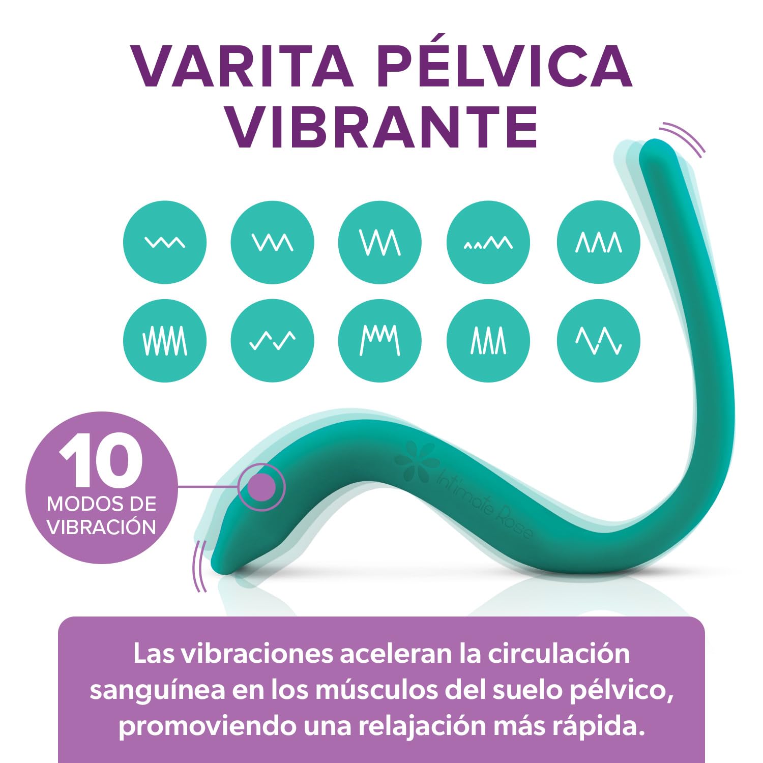 Intimate Rose Varita con vibración para aliviar el dolor muscular pélvico - Uso en Fisioterapia Pélvica para la Liberación de Puntos Nerviosos y Puntos Sensibles - Hombres y Mujeres