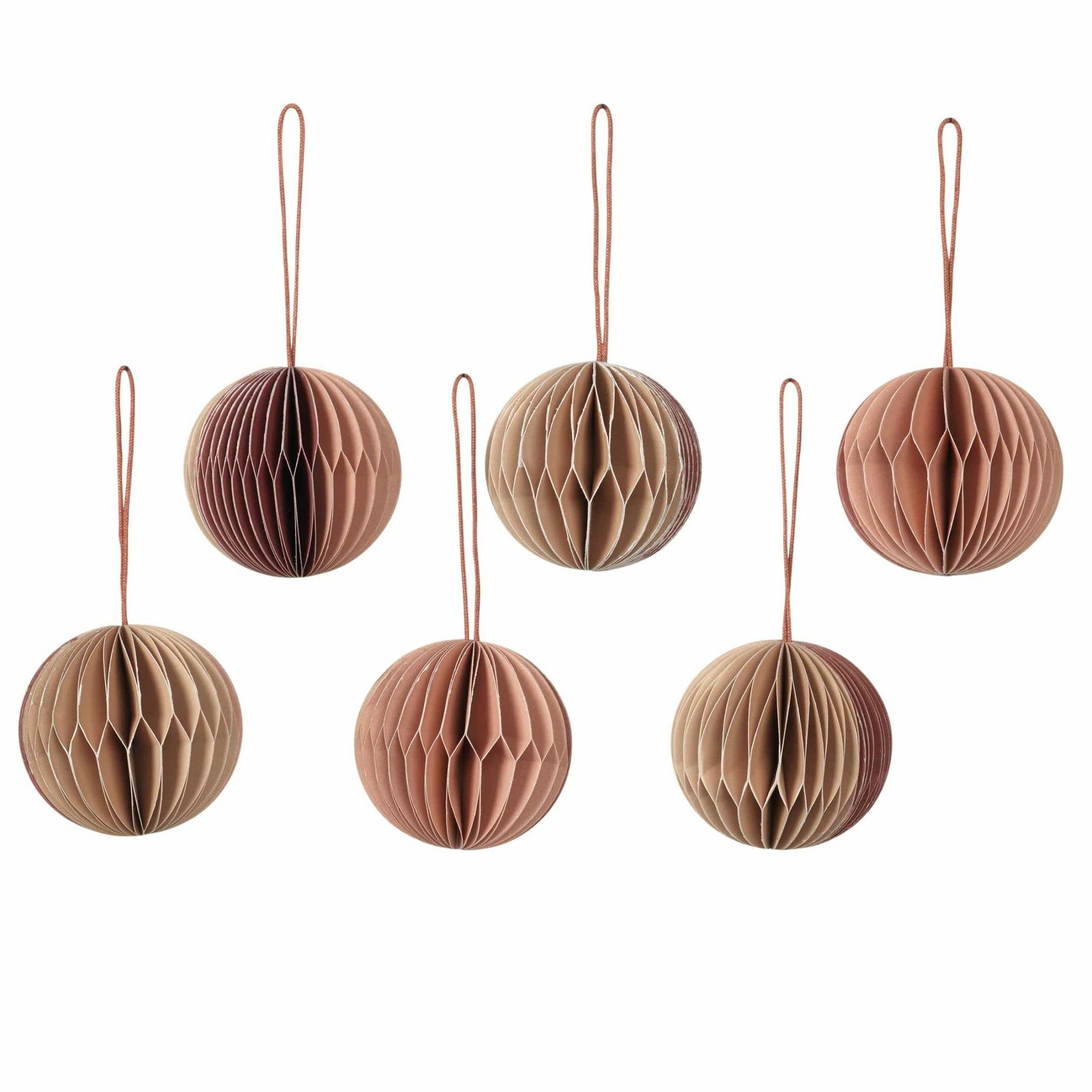 broste Copenhagen70080421 Christmas Tree Decorations 6 Pieces Made of Paper in Beige / Pink