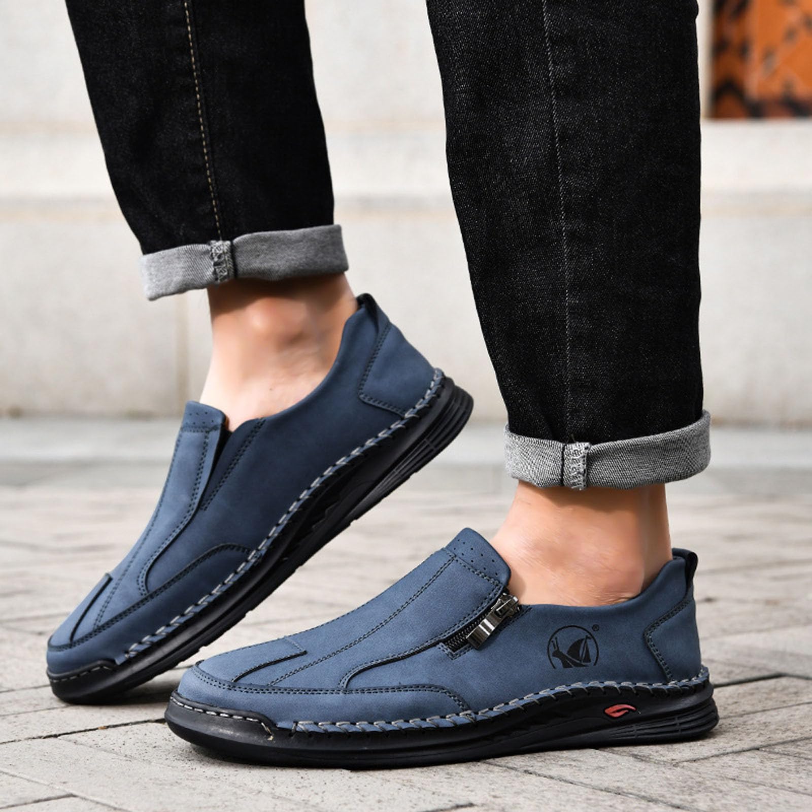 Mokassins Herren - Leicht Sommerschuhe Slipper Sommer Herrenschuhe Shoes Leichte Halbschuhe Slip On Hausschuhe Men Leder Schuhe Loafer Sneaker Schlupfschuhe Freizeitschuhe 04