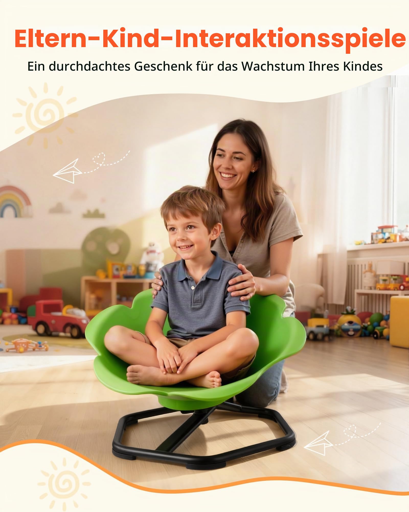 VEVOR Kinderdrehstuhl sensorischer Drehstuhl zylinderförmig, 100 kg Tragkraft, sensorisches Spielzeug mit Rutschfester Metallfuß, zur Förderung von Koordination Gleichgewicht Konzentration, Grün