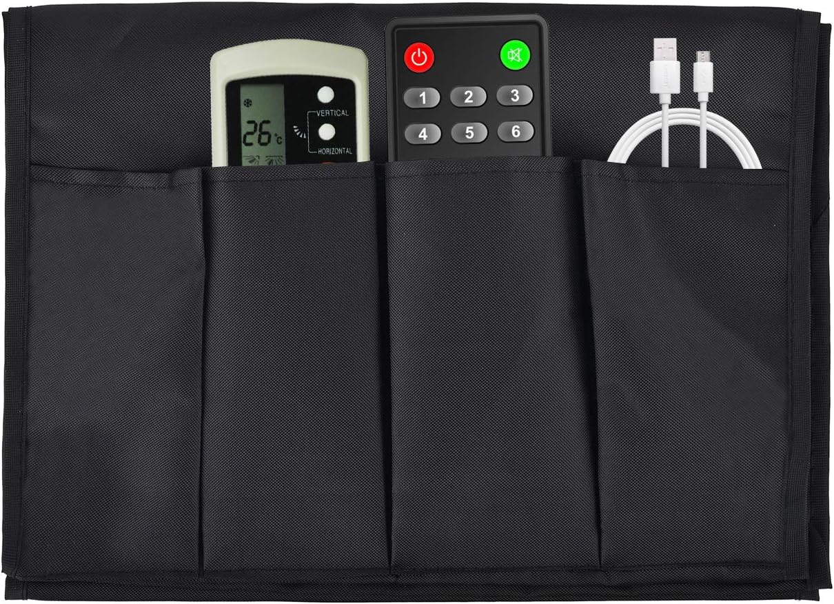 CM Sofa Armrest Organizer Couch Arm Chair Caddy Sofa Covers Remote Control Holder Magazine Notebook Storage Bag with 5 Pockets for Home Office Recliners Storage