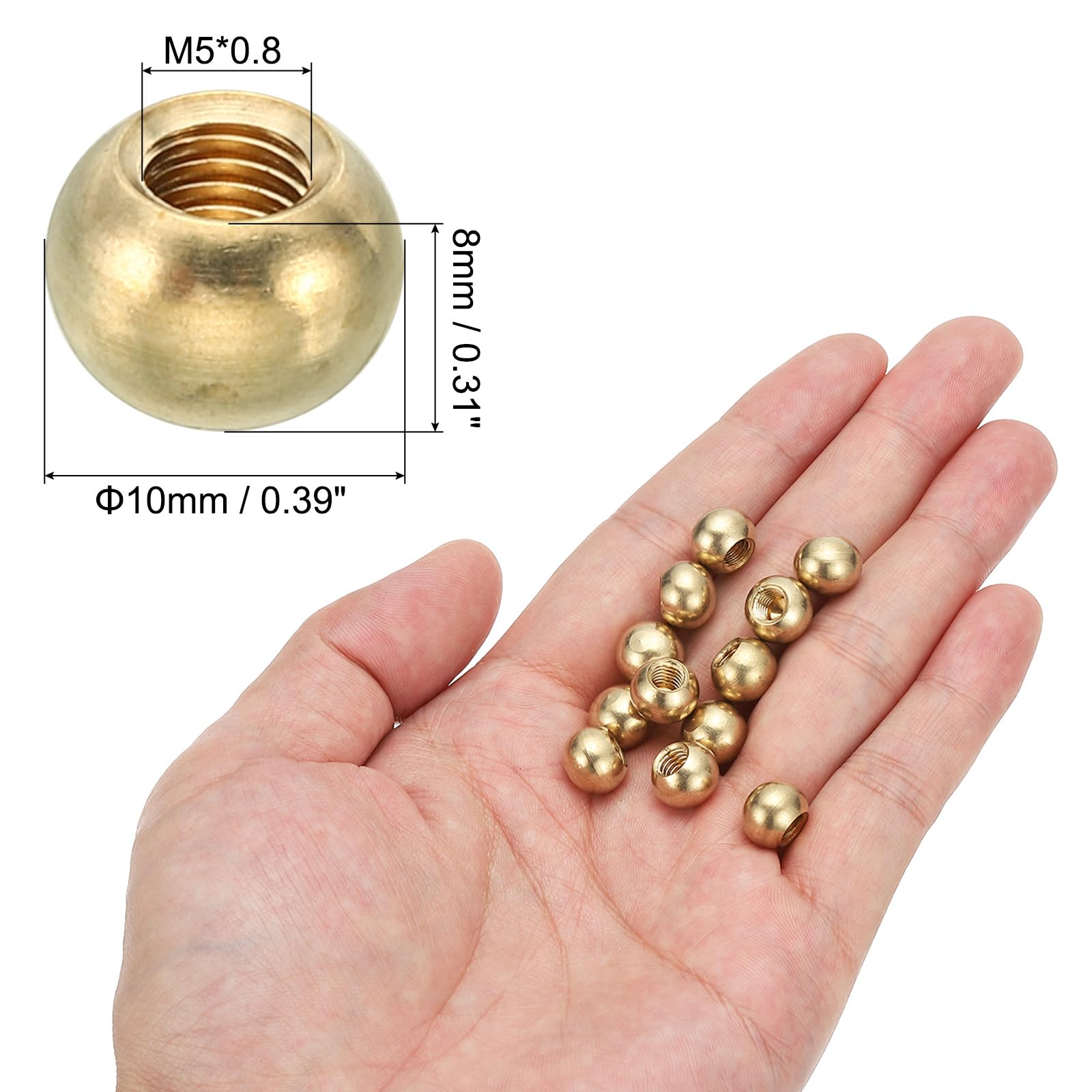 PATIKIL M5x10mm Thread Cap Nuts Knob, 30 Pack Brass Ball Lamp Decoration Screw Caps Nut Cover Nut for Furniture Lighting or DIY Project - Image 2